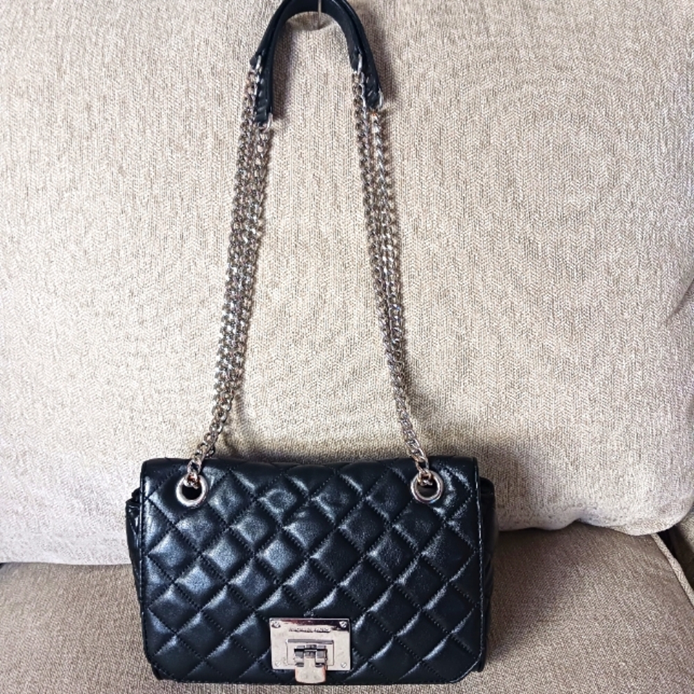 Michael Kors Black Quilted Chain Shoulder Bag